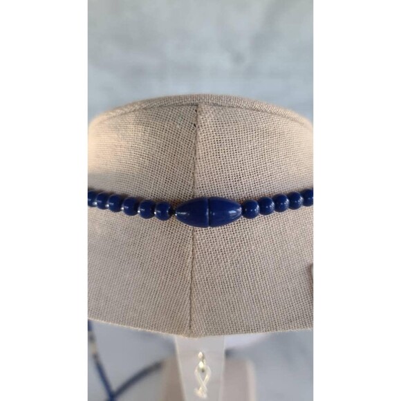 Vintage Blue and Gold Beaded Necklace - Picture 6 of 10